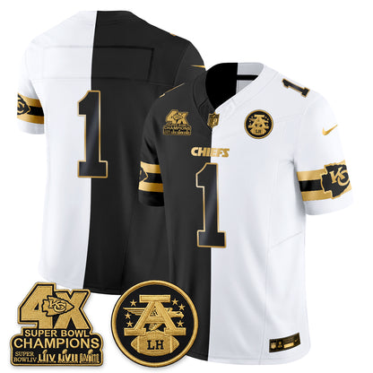Kansas City Chiefs 4X Champs Gold Edition Vapor Jersey - Stitched