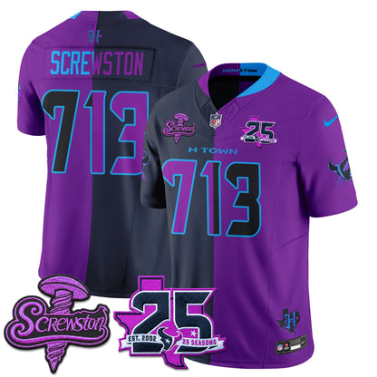 Houston Texans DJ Screw Split Vapor Jersey - Stitched