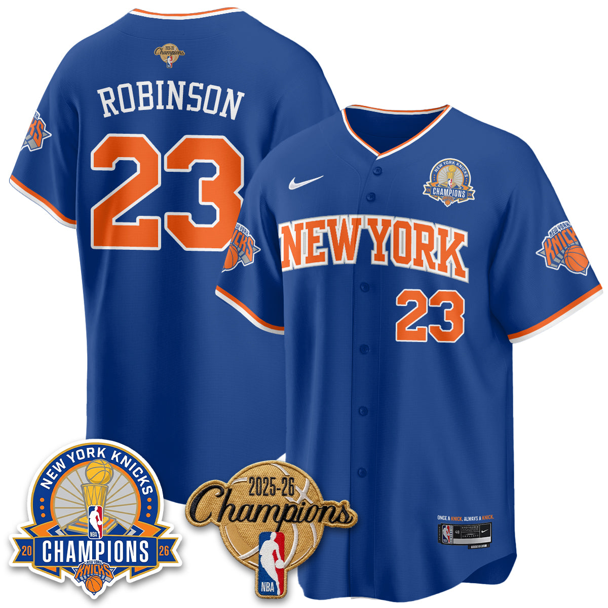 New York Knicks 2026 NBA Champions Cream Baseball Edition Vapor Jersey - Stitched