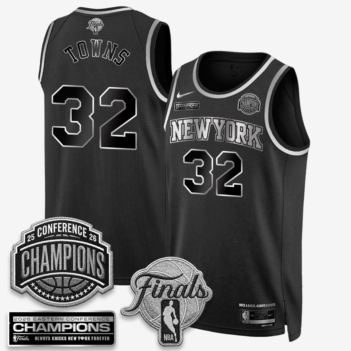 New York Knicks 2026 NBA Eastern Conference Champions White Gold Edition Jersey - Stitched
