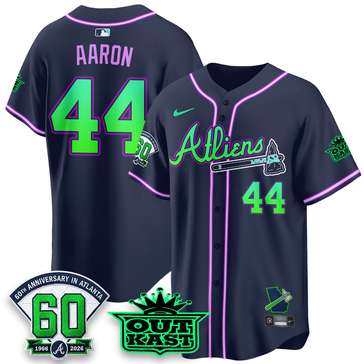 Atlanta Braves x Atliens Cool Base Galaxy Version Jersey - Stitched