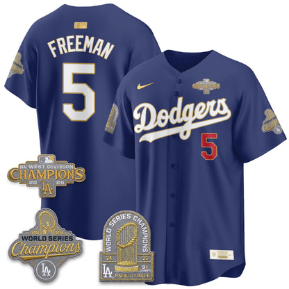 Los Angeles Dodgers 2026 NL West Champs Gold Vapor Jersey- Stitched