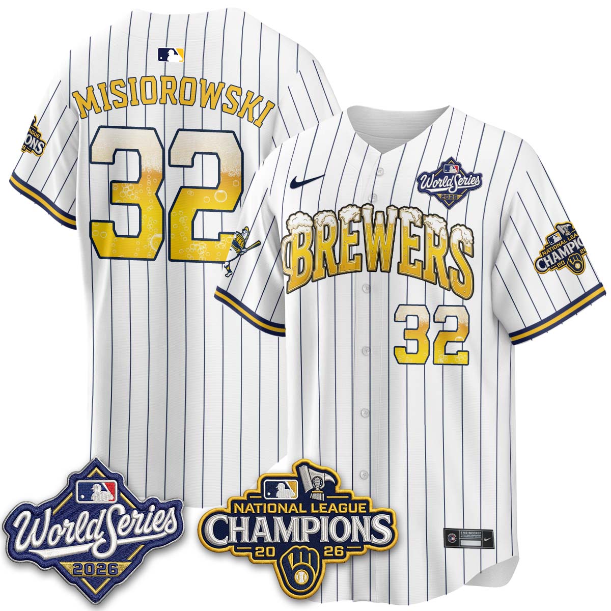 Milwaukee Brewers "Pitcher & Pint" WS26 & 2026 NL Champions Vapor Jersey - Stitched (V2)