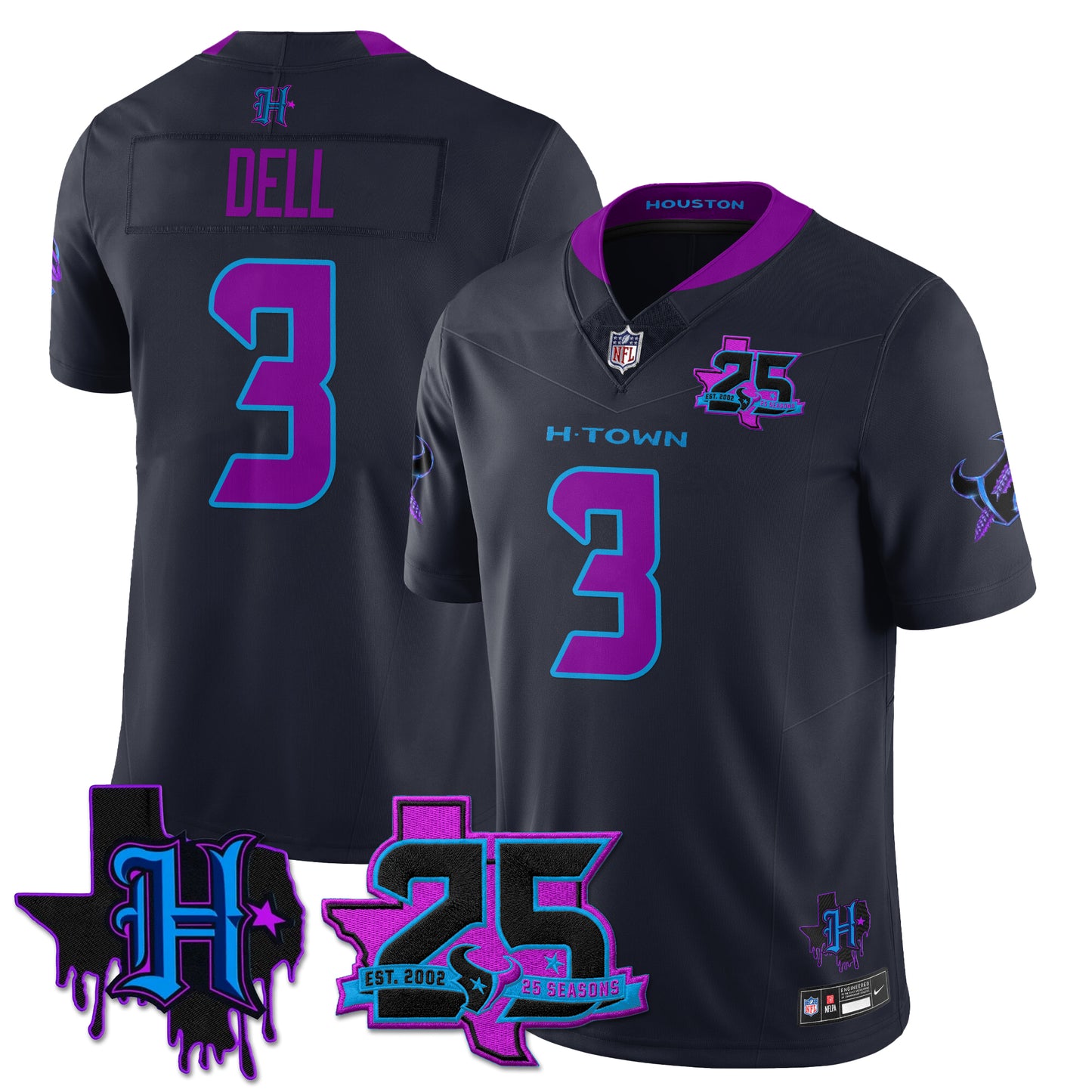 Houston Texans 25th Seasons in 2026 DJ Screw Vapor Limited Jersey - All Stitched