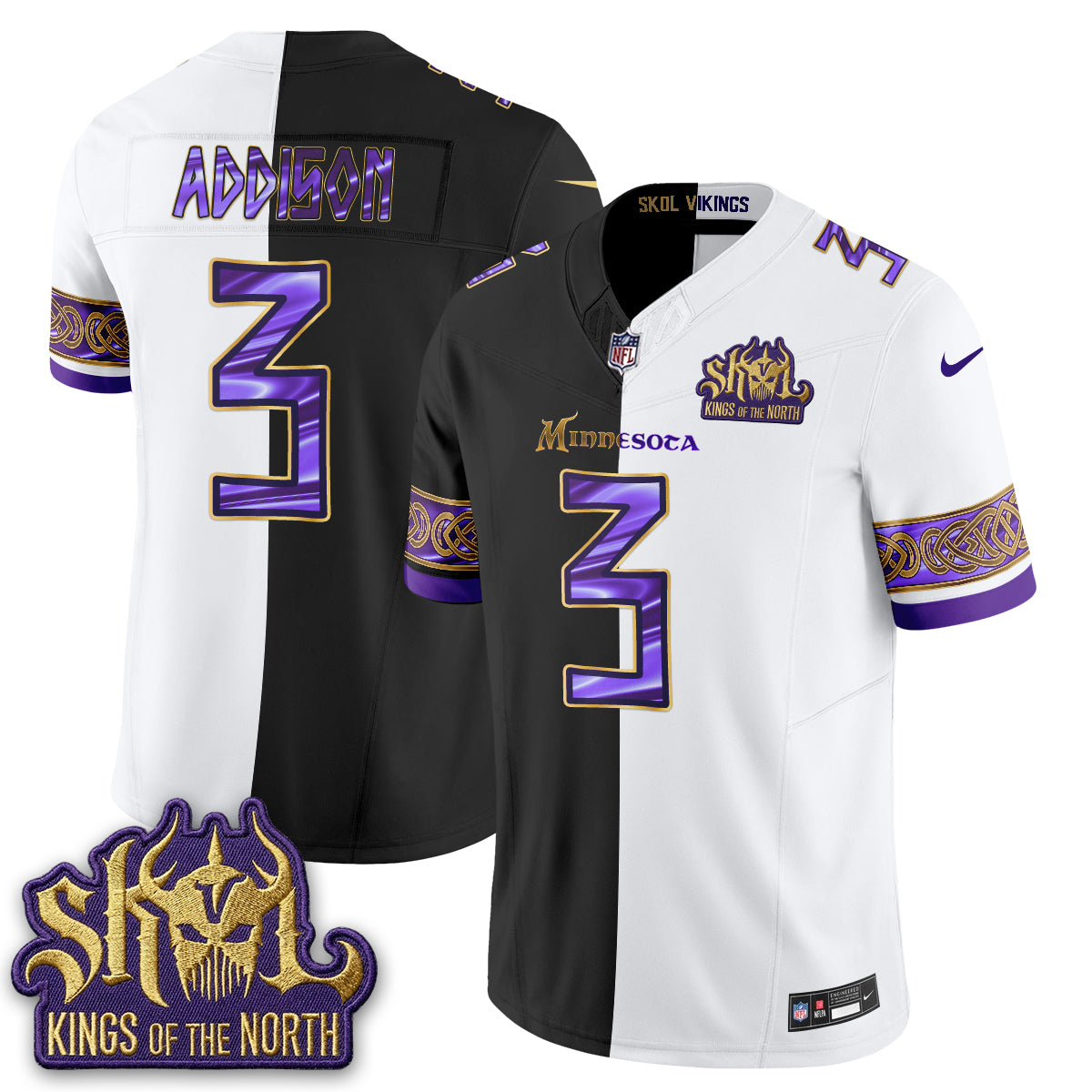 Minnesota Vikings Warrior Split Edition Vapor Jersey - Stitched-NQD