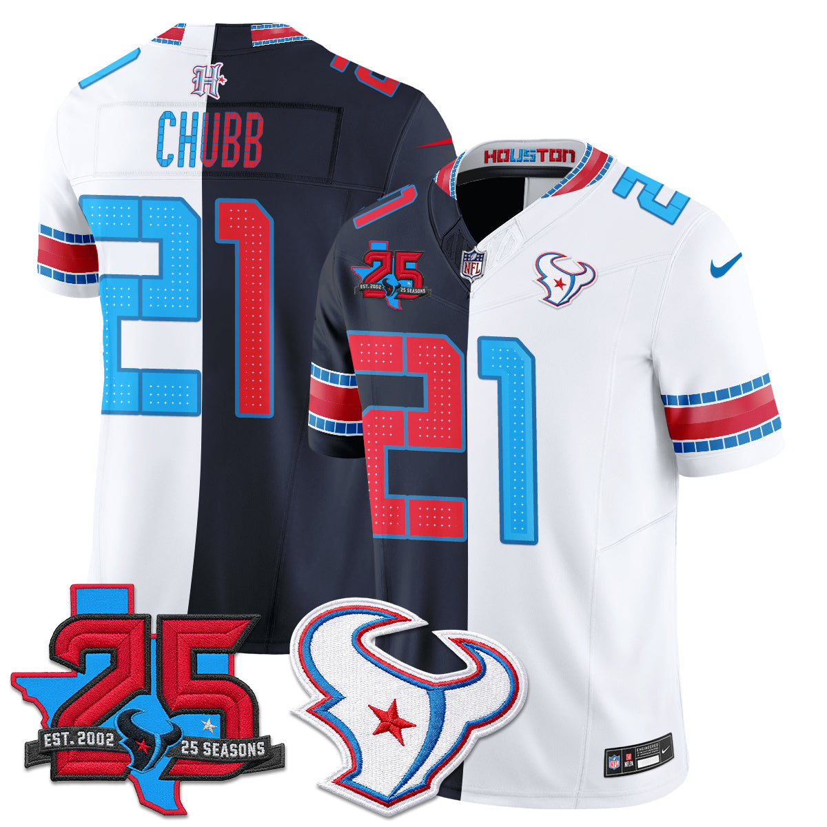 Houston Texans 2026 Rivalries Split Vapor Jersey - Stitched