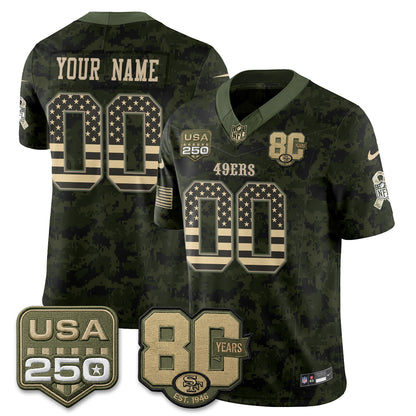 San Francisco 49ers 2026 Salute to Service Edition Vapor Custom Jersey - Stitched-NQD