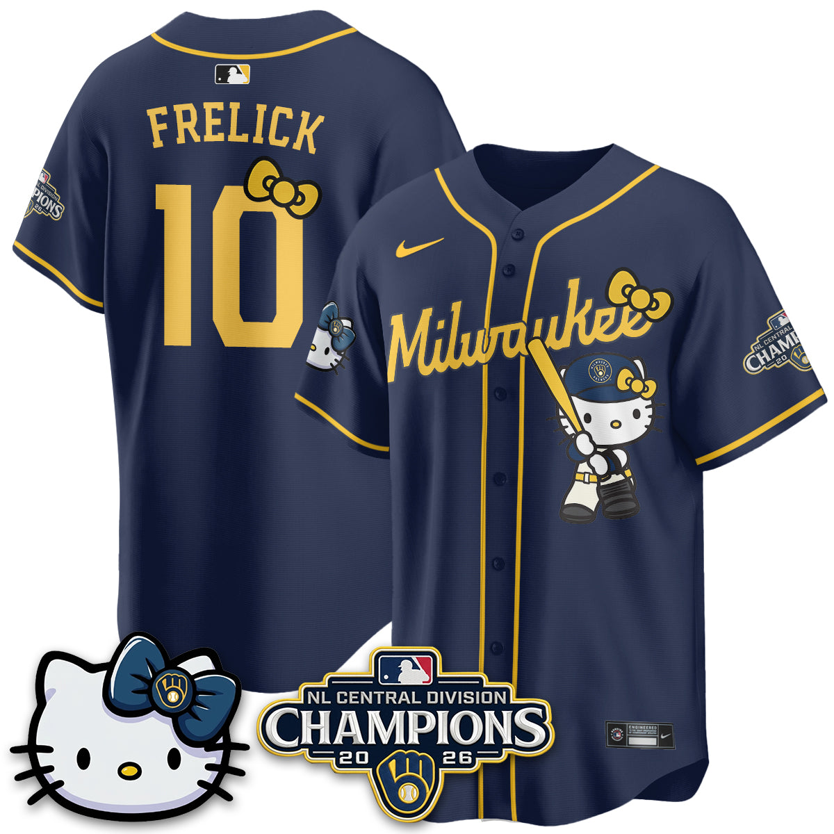 Milwaukee Brewers NL Central Champs x Meow KT Vapor Jersey - Stitched