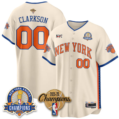 New York Knicks 2026 NBA Champions Cream Baseball Edition Vapor Jersey - Stitched