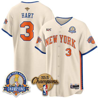 New York Knicks 2026 NBA Champions Cream Baseball Edition Vapor Jersey - Stitched