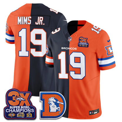 Denver Broncos Throwback Split Vapor Jersey - Stitched-NQD