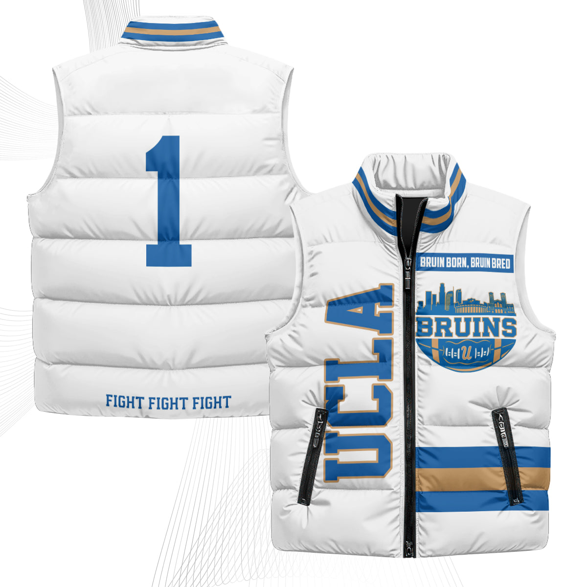 UCLA Bruins Fight Fight Fight Puffer Vest - Printed