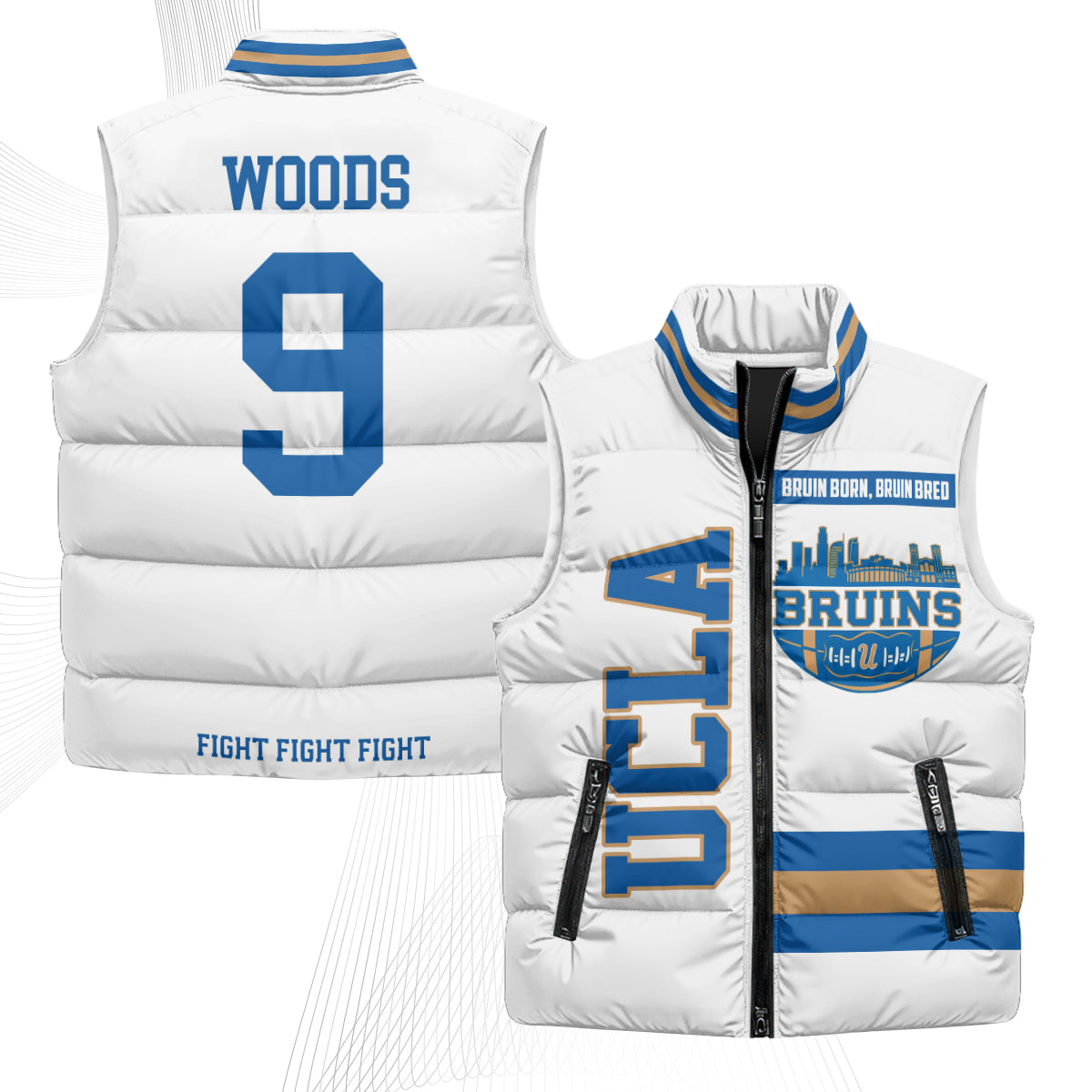 UCLA Bruins Fight Fight Fight Puffer Vest - Printed