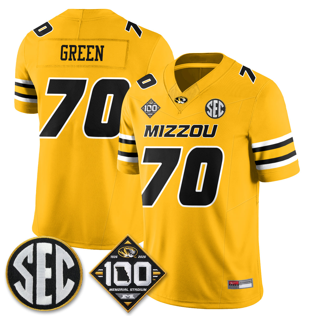 Missouri Tigers 100th Anniversary of Memorial Stadium Vapor Jersey - Stitched