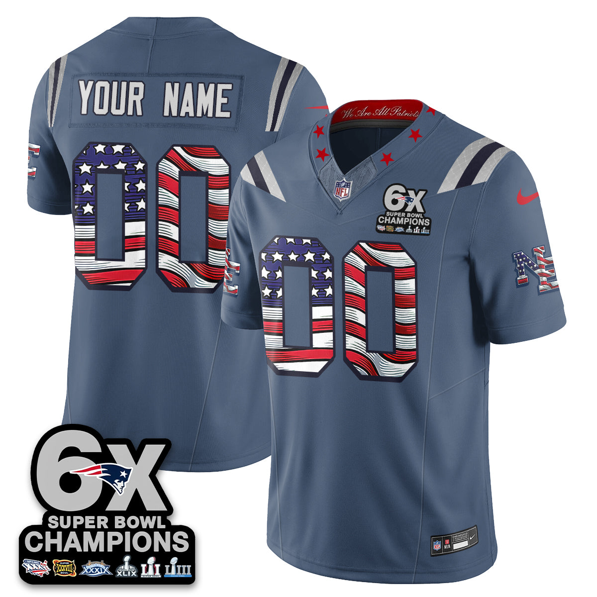 New England Patriots America Edition Vapor Custom Jersey V2- Stitched