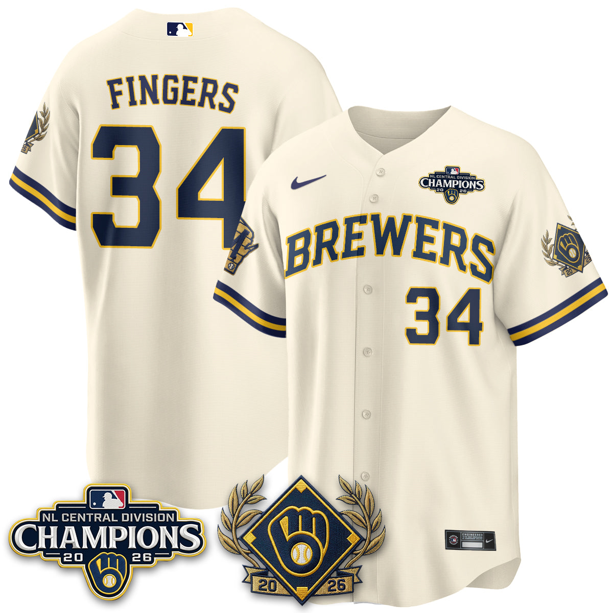 Milwaukee Brewers 2026 NL Division Champs Vapor Jersey - Stitched