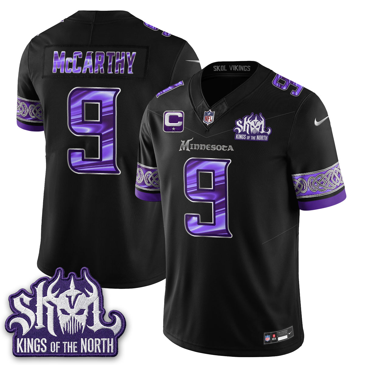 Minnesota Vikings Fangear Edition Warrior Skol Patch Vapor Jersey - Stitched