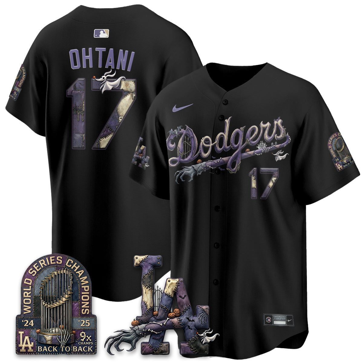 Los Angeles Dodgers Nightmare Edition Vapor Jersey - Stitched