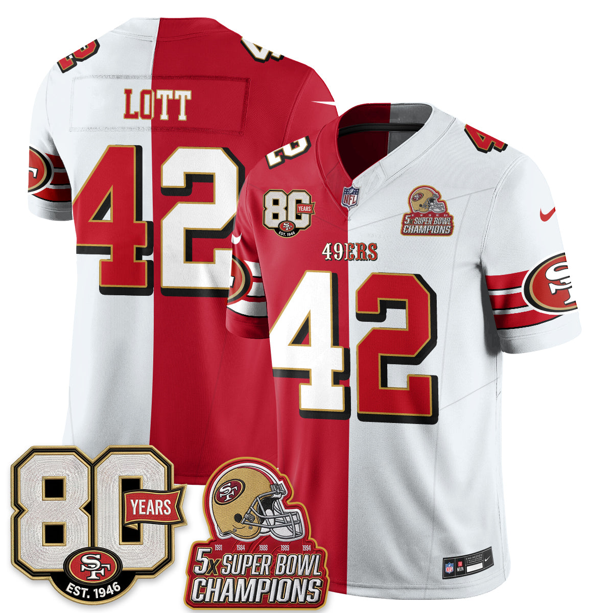 San Francisco 49ers Split Style Vapor Jersey - Stitched