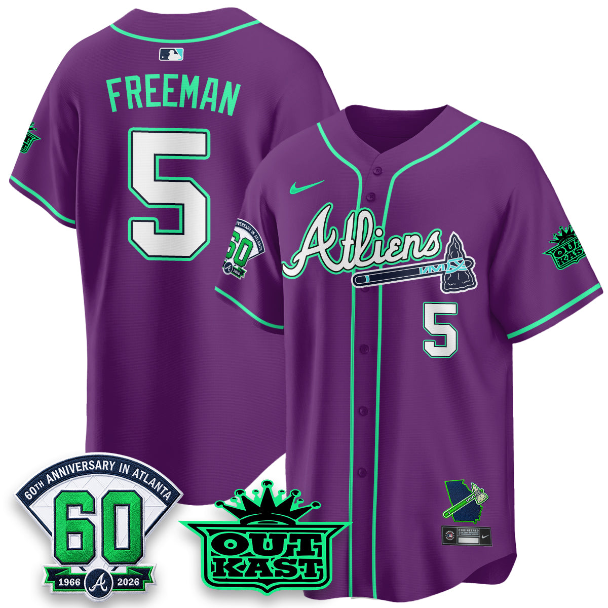 Atlanta Braves x Atliens Cool Base Galaxy Version Jersey - Stitched