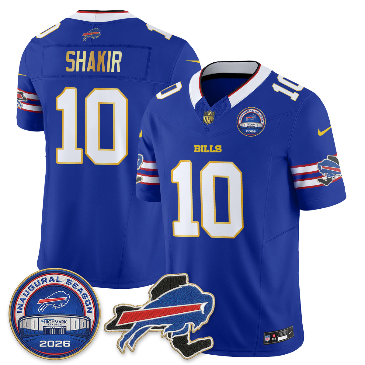 Buffalo Bills 2026 Gold Trim Edition Vapor Jersey - Stitched