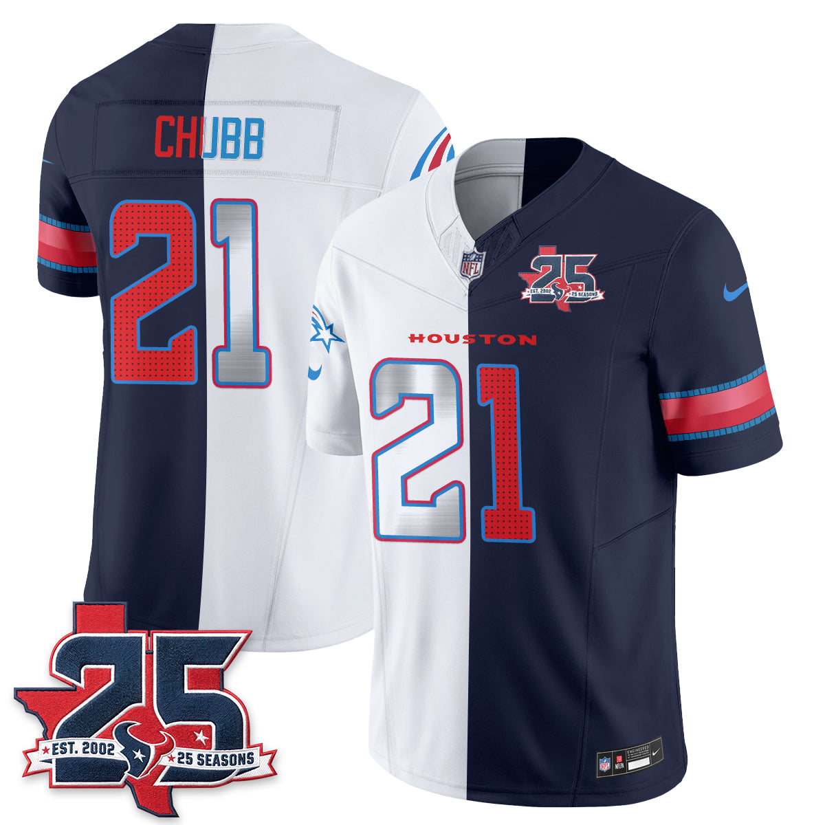 Houston Texans Fan Gear Split Vapor Jersey - Stitched