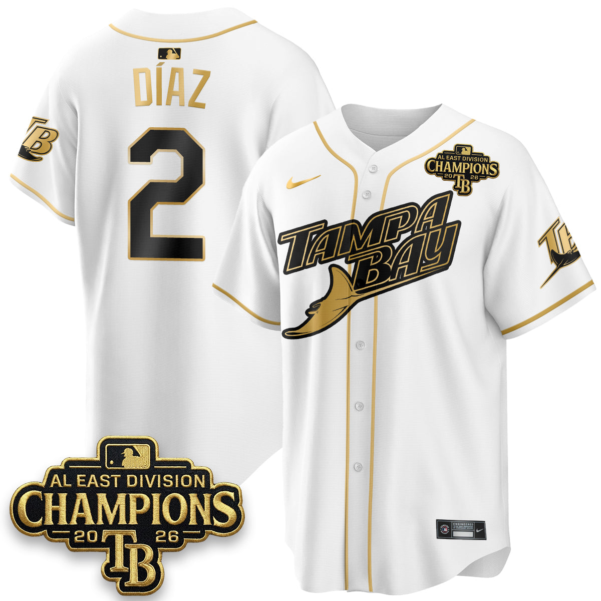 Tampa Bay Rays 2026 AL East Champs Gold Edition Vapor Jersey - Stitched-NQD