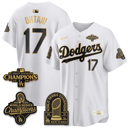 Los Angeles Dodgers 2026 NL West Champs Gold Vapor Jersey- Stitched-NQD