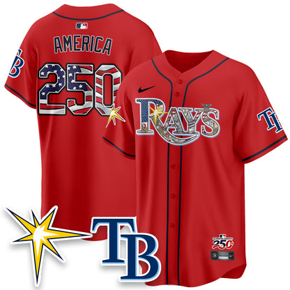 Tampa Bay Rays Independence Day USA 2026 Vapor Limited Jersey - Stitched