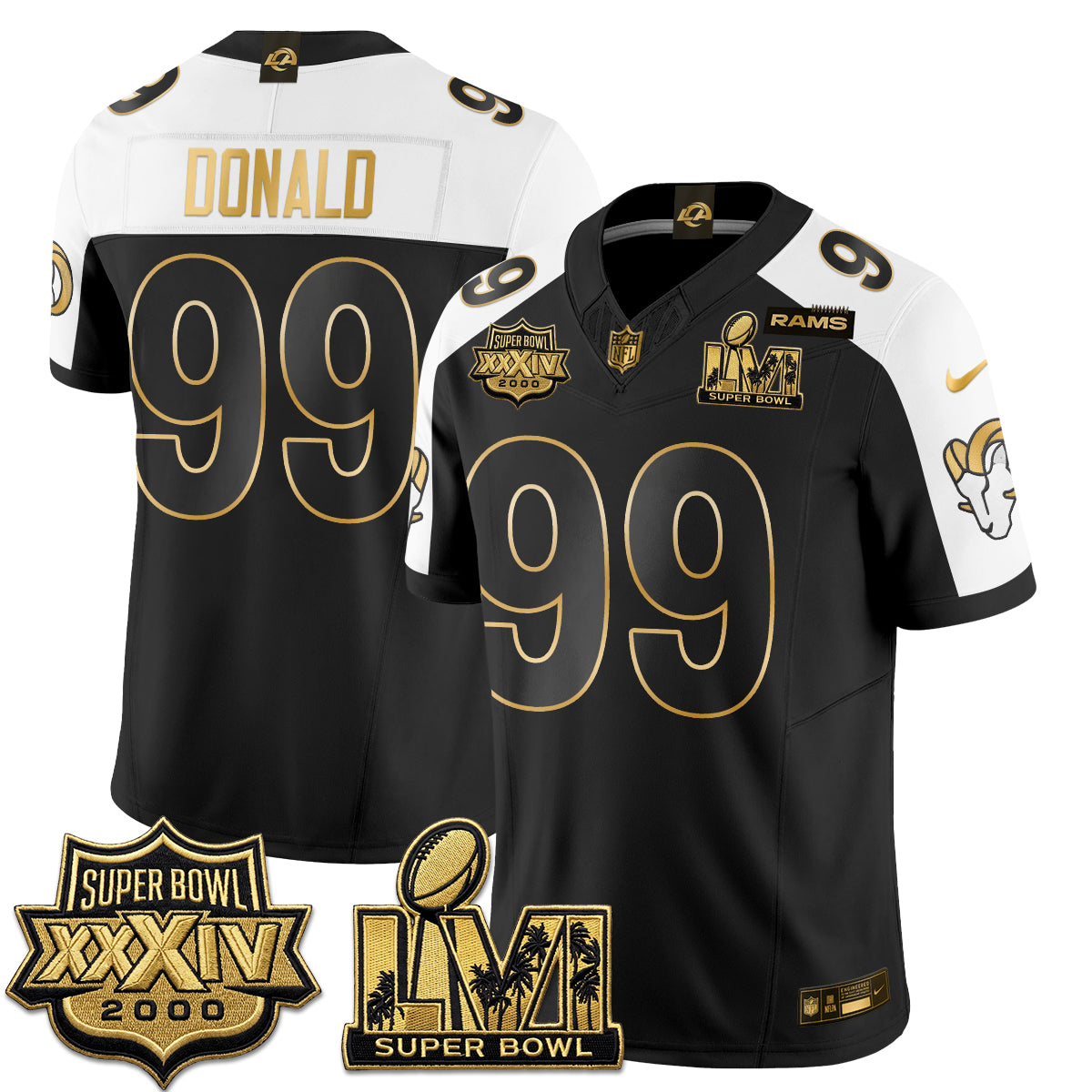 Los Angeles Rams SBowl Champs Gold Vapor Jersey - Stitched