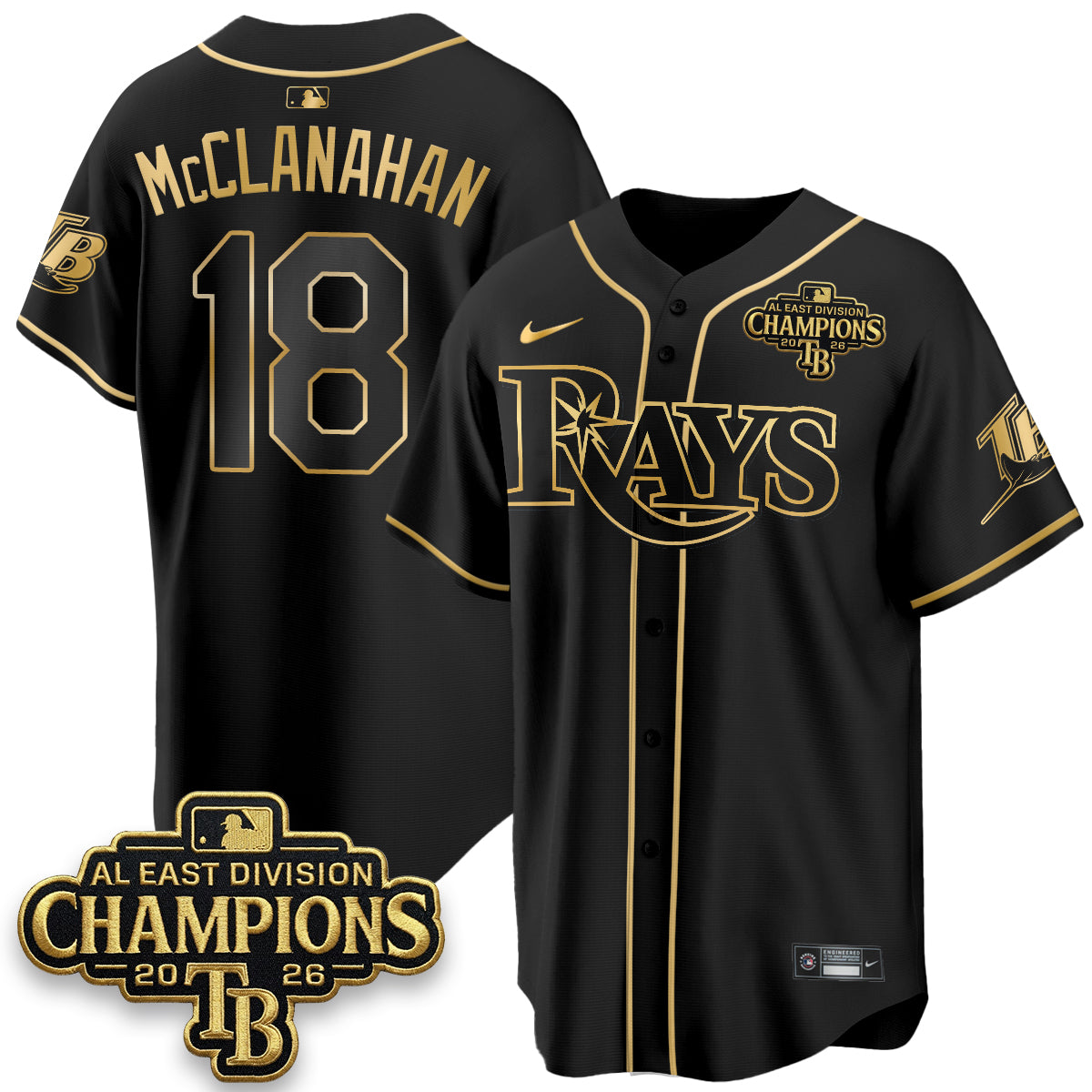 Tampa Bay Rays 2026 AL East Champs Gold Edition Vapor Jersey - Stitched-NQD