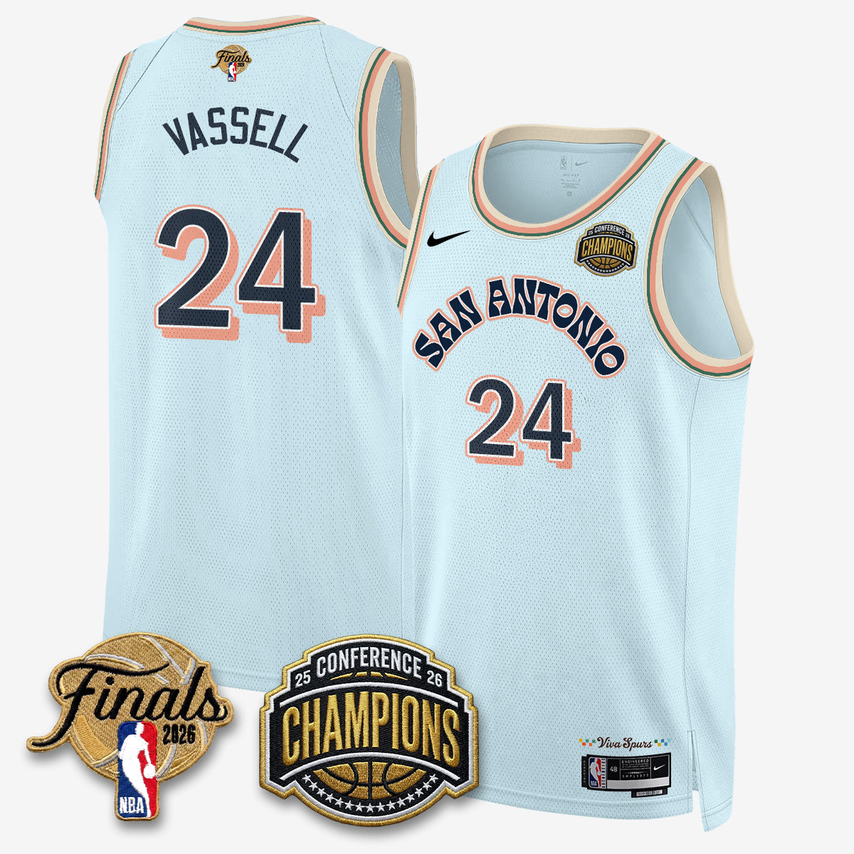 San Antonio Spurs 2026 NBA Western Conference Champions Vapor City Edition Jersey - Stitched