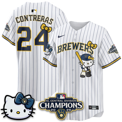 Milwaukee Brewers NL Central Champs x Meow KT Vapor Jersey - Stitched