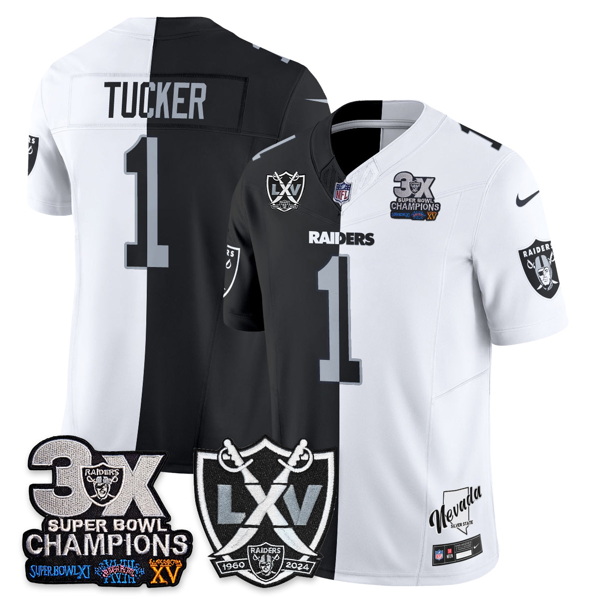 Las Vegas Raiders Split Edition Vapor Jersey V2- Stitched