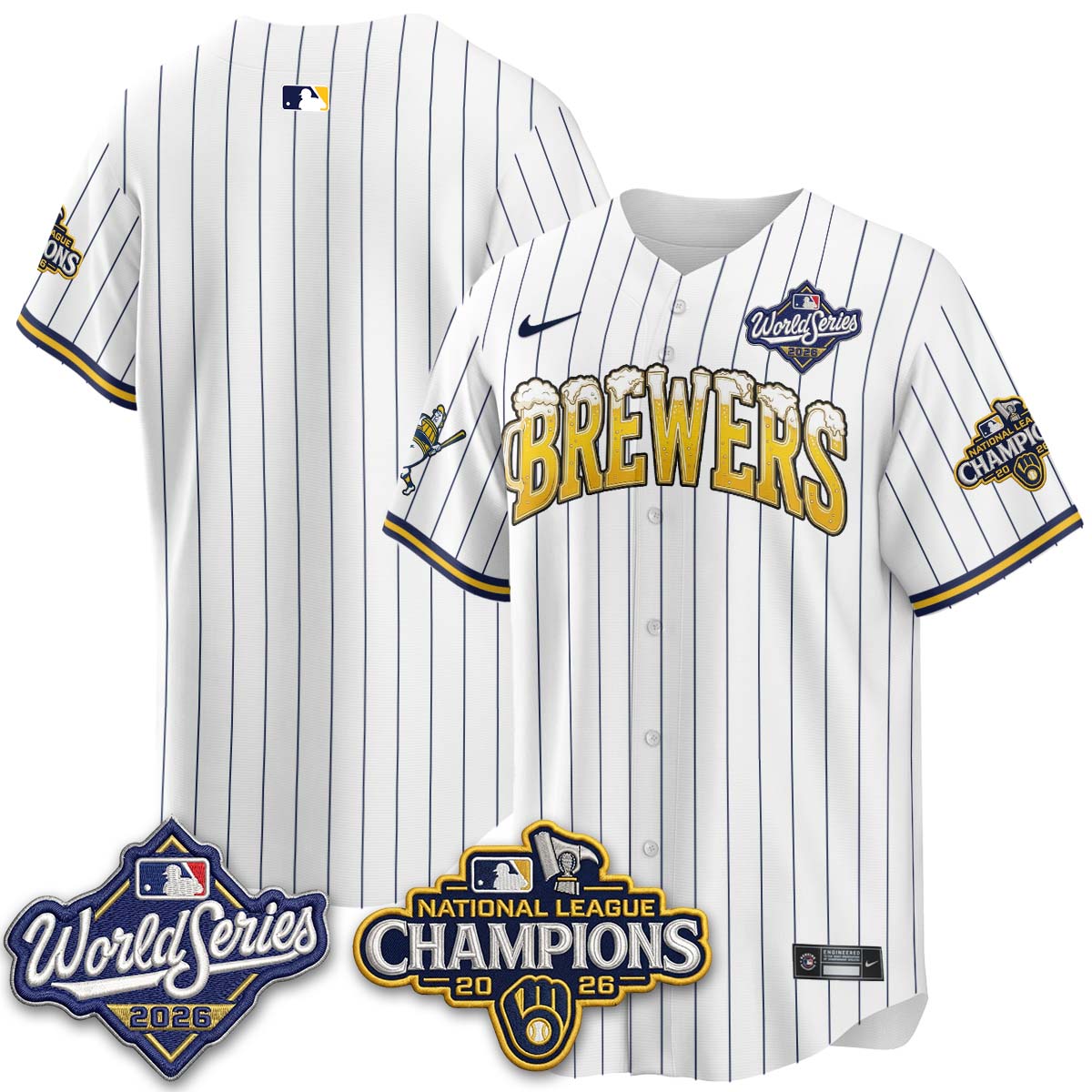 Milwaukee Brewers "Pitcher & Pint" WS26 & 2026 NL Champions Vapor Jersey - Stitched (V2)
