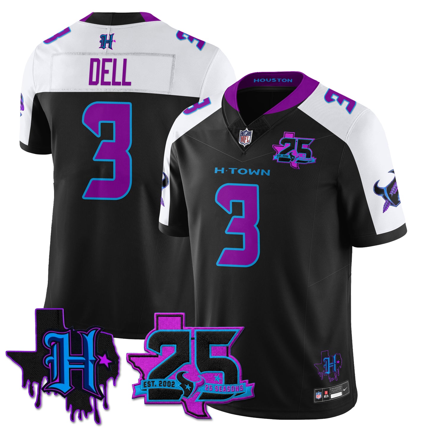 Houston Texans 25th Seasons in 2026 DJ Screw Vapor Limited Jersey - All Stitched