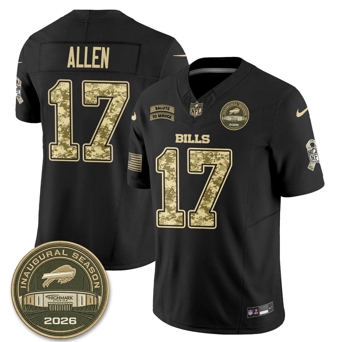 Buffalo Bills 2026 Salute to Service Edition Vapor Jersey V2- Stitched-NQD