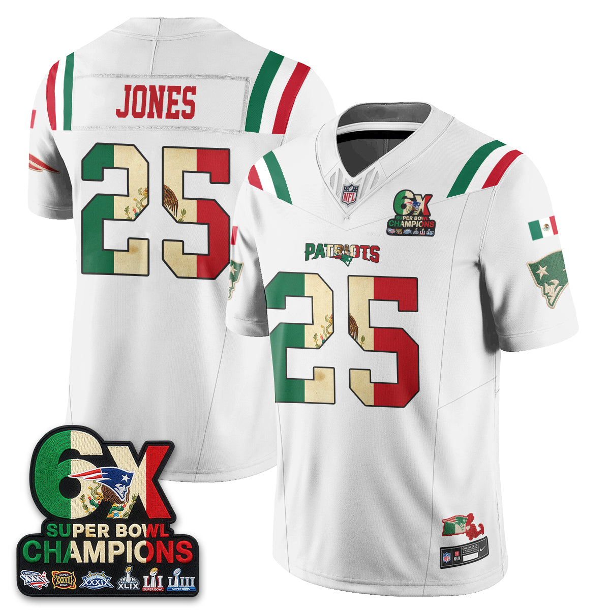 New England Patriots Mexico Edition Vapor Jersey - Stitched