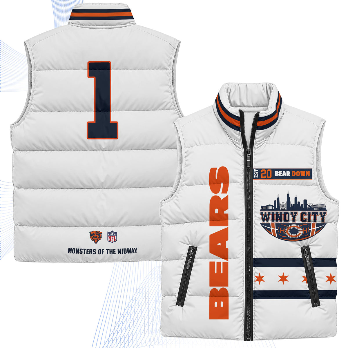 Chicago Bears "Windy City" Puffer Vest - Printed