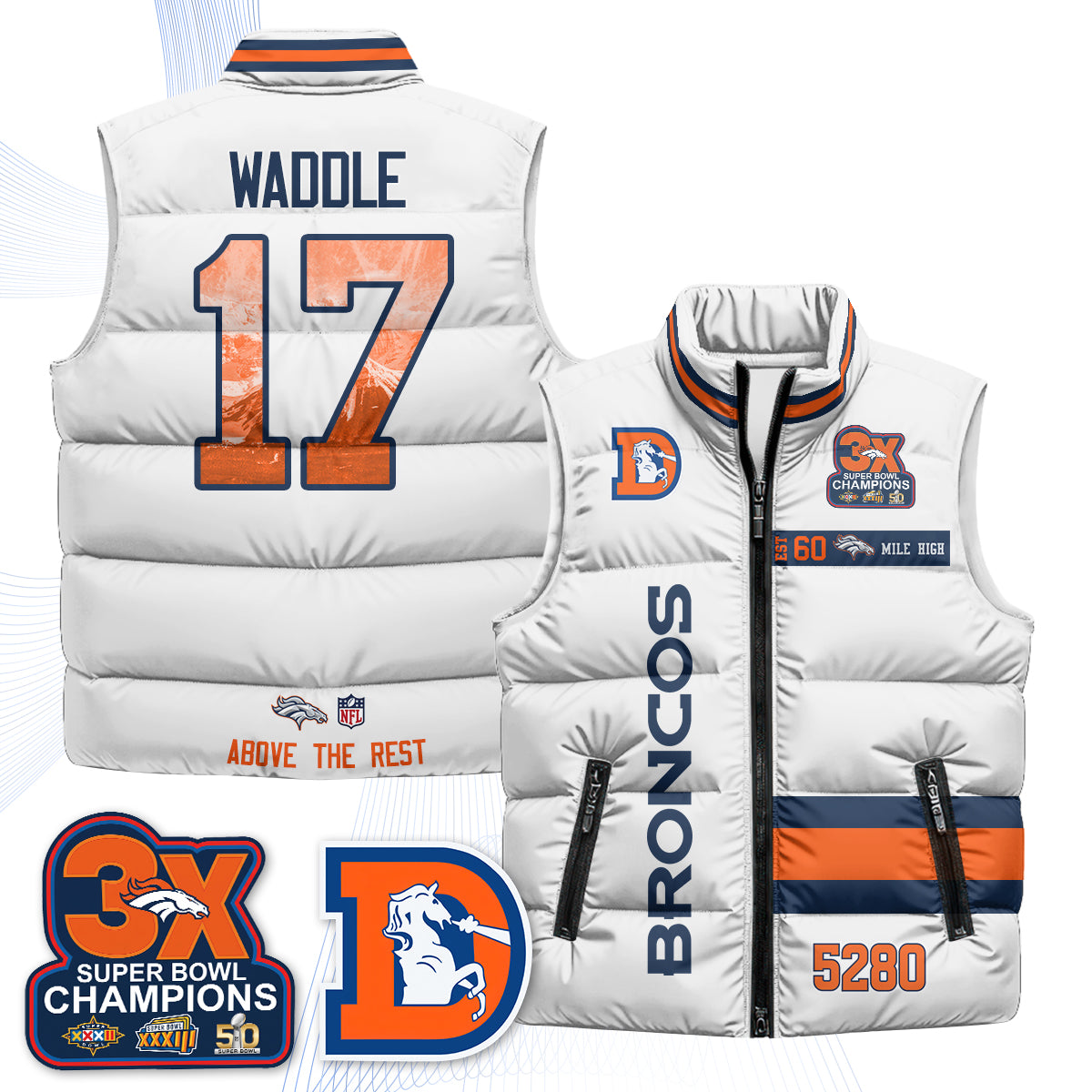 Denver Broncos "Mile High" Puffer Vest - Printed
