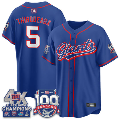 NYG 4X Champs & 100 Anniversary Vapor Baseball Jersey - Stitched