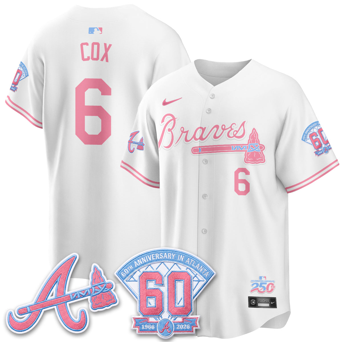Atlanta Braves x Bubblegum Vapor Jersey - Stitched