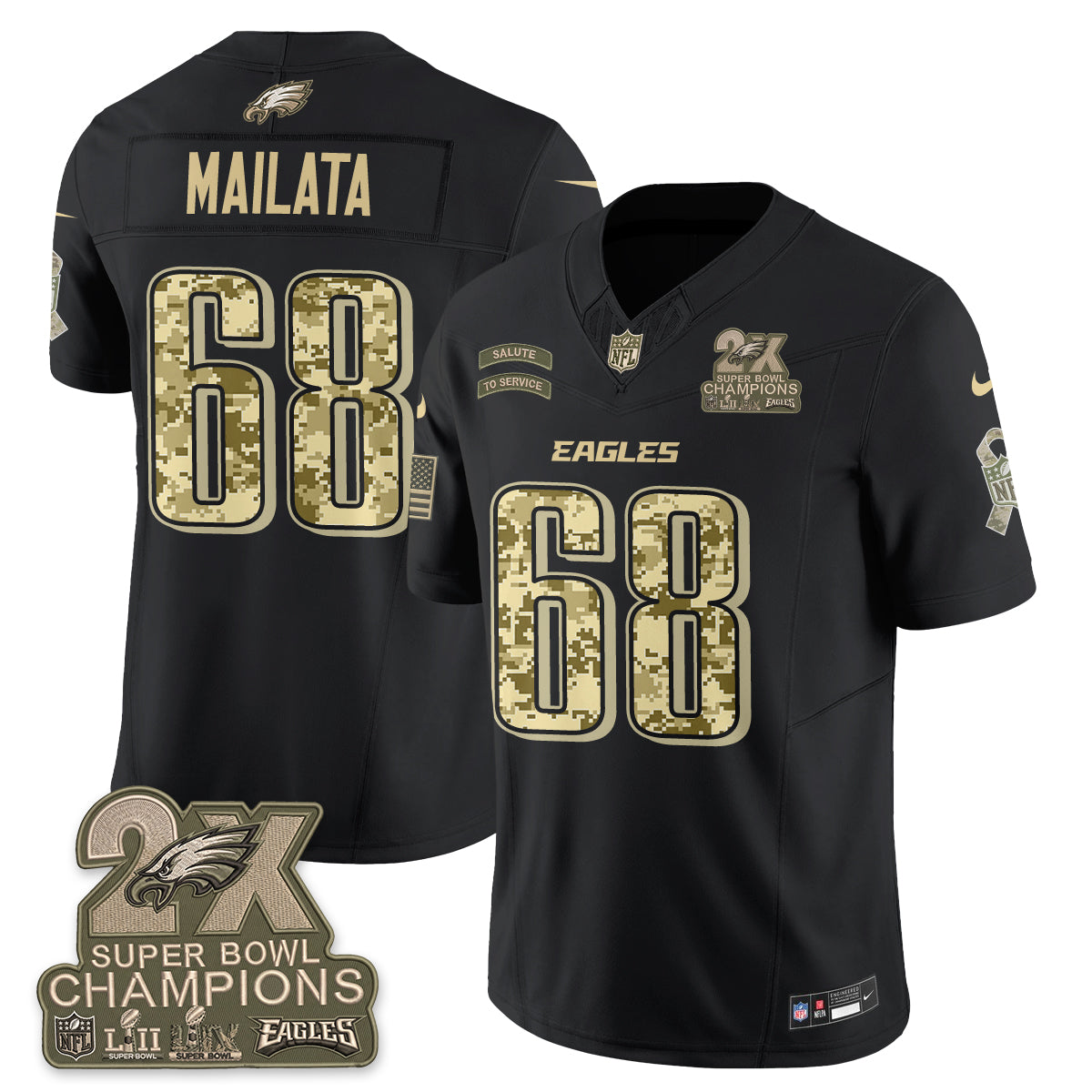 Philadelphia Eagles Salute to Service V2 Vapor Jersey - Stitched-NQD