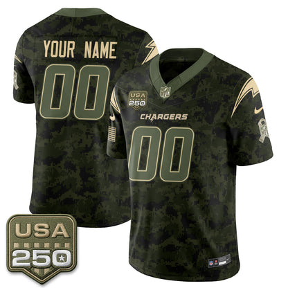 Los Angeles Chargers 2026 Salute to Service Vapor Custom Jersey - Stitched