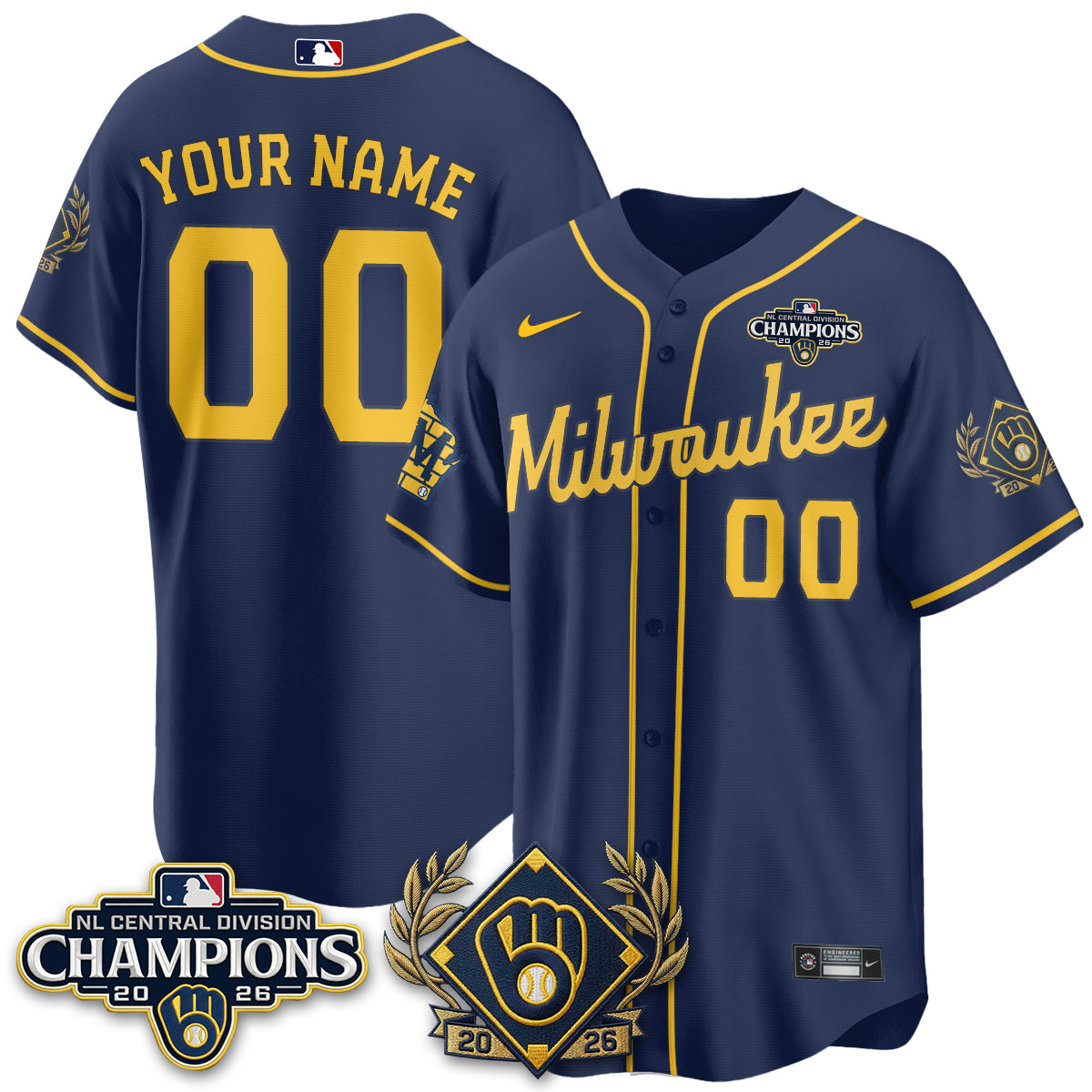 Milwaukee Brewers 2026 NL Division Champs Vapor Custom Jersey - Stitched-NQD