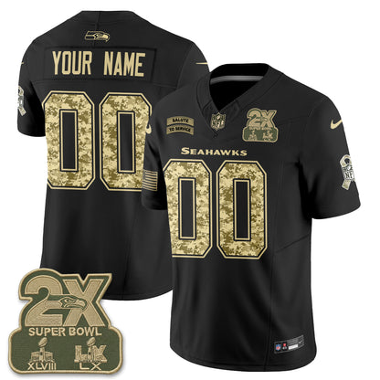 Seattle Seahawks 2026 Salute to Service Vapor Custom Jersey - Stitched-NQD