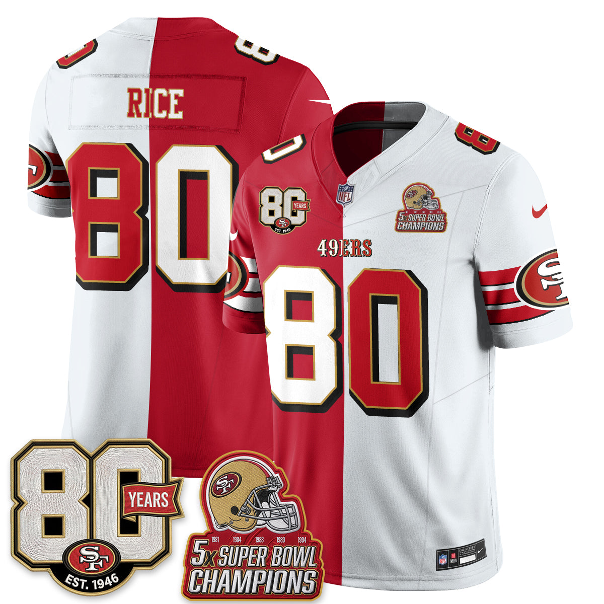 San Francisco 49ers Split Style Vapor Jersey - Stitched
