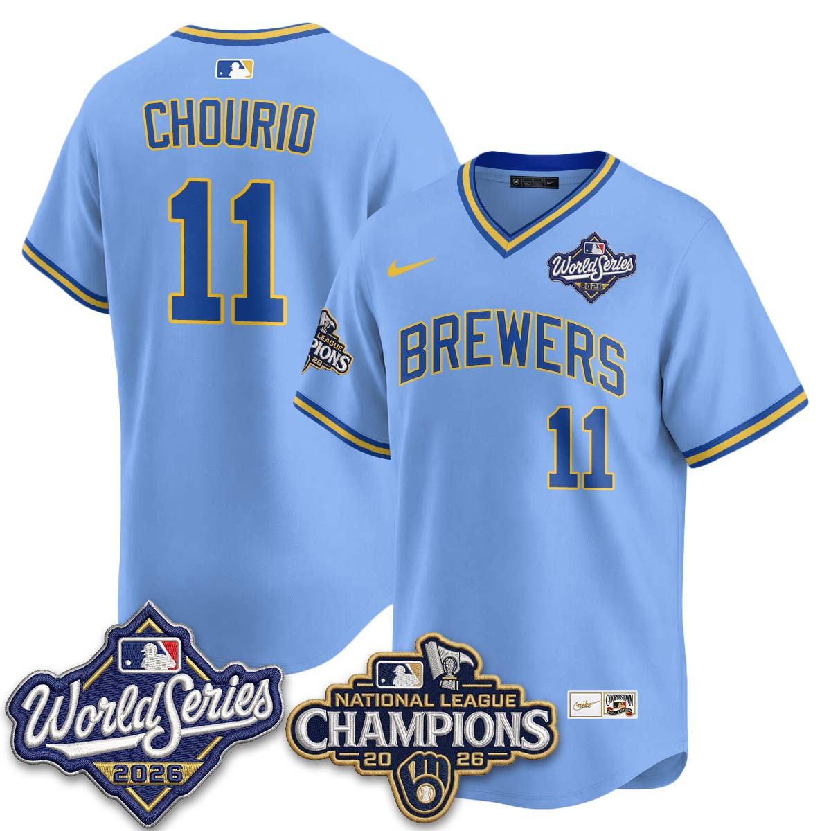 Milwaukee Brewers 2026 NL Champions Throwback Jersey - Stitched