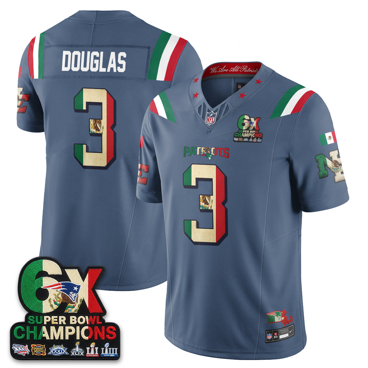 New England Patriots Mexico Edition Vapor Jersey - Stitched