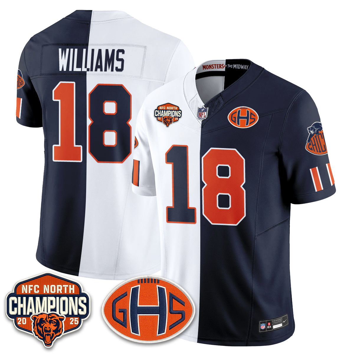 Chicago Bears 2026 Rivalries Split Edition Vapor Jersey - Stitched